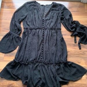 Current air black bohemian peasant dress S